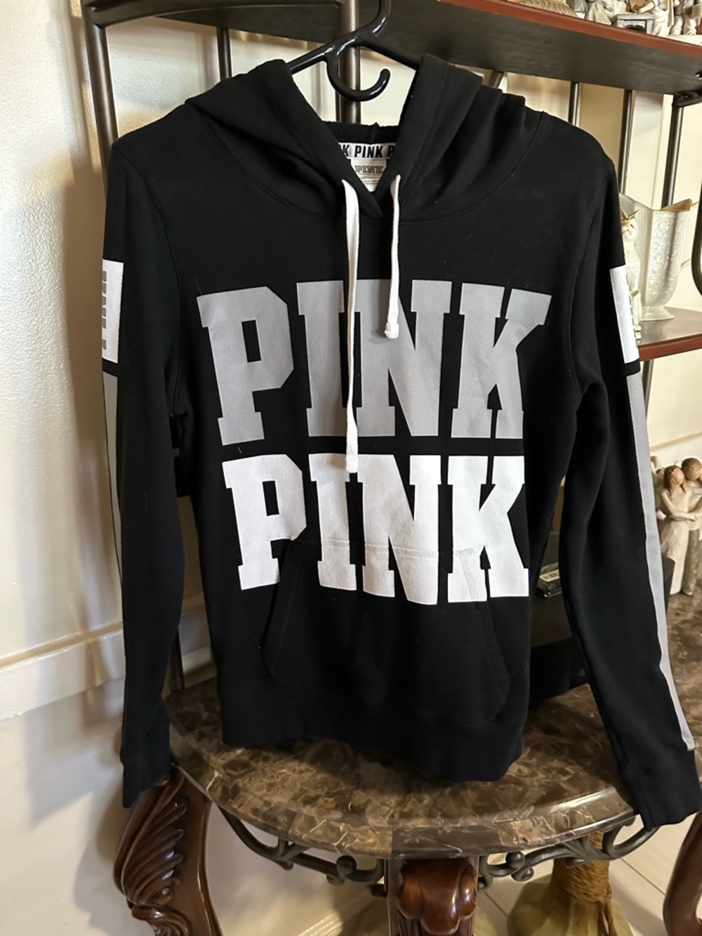 PINK Victoria's Secret Black Hoodie with White Logo